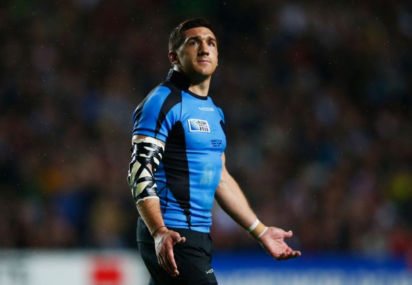 MILTON KEYNES, ENGLAND - OCTOBER 06: Agustin Ormaechea of Uruguay reacts as he is shown a red card and is sent off during the 2015 Rugby World Cup Pool A match between Fiji and Uruguay at Stadium mk on October 6, 2015 in Milton Keynes, United Kingdom. (Photo by Shaun Botterill/Getty Images)