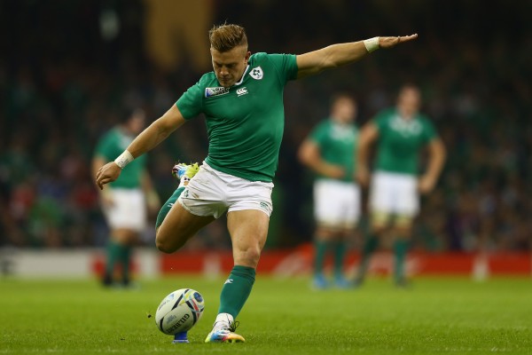 CARDIFF, WALES - OCTOBER 11: Ian Madigan of Ireland converts a try during the 2015 Rugby World Cup Pool D match between France and Ireland at Millennium Stadium on October 11, 2015 in Cardiff, United Kingdom. (Photo by Michael Steele/Getty Images)