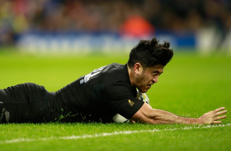 during the 2015 Rugby World Cup Quarter Final match between New Zealand and France at the Millennium Stadium on October 17, 2015 in Cardiff, United Kingdom.