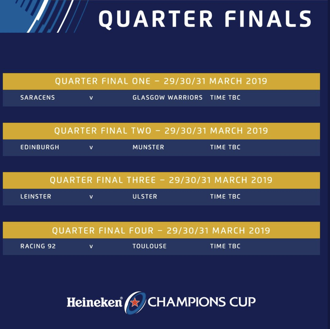 champions cup quarter finals 2019